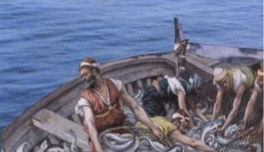 two boats with fishermen