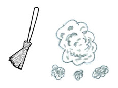 broom and dust clouds