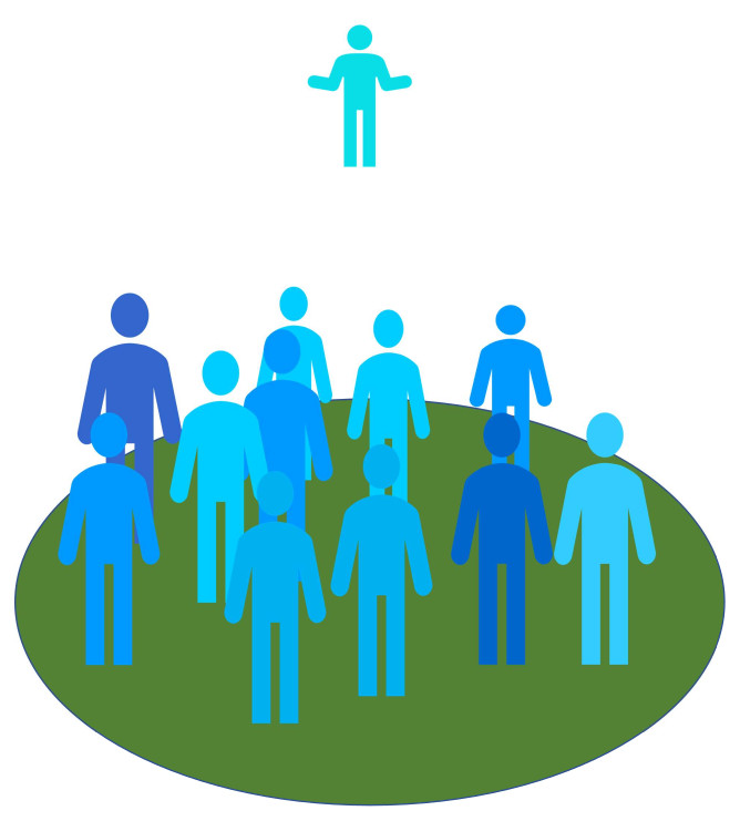 Jesus ascending to Heaven while Apostles watch