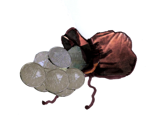 bag of silver coins